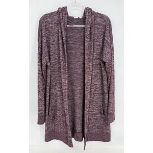 Gap Womens Burgundy Marl Space Dye Open Front Hooded Cardigan Sweater Sz M